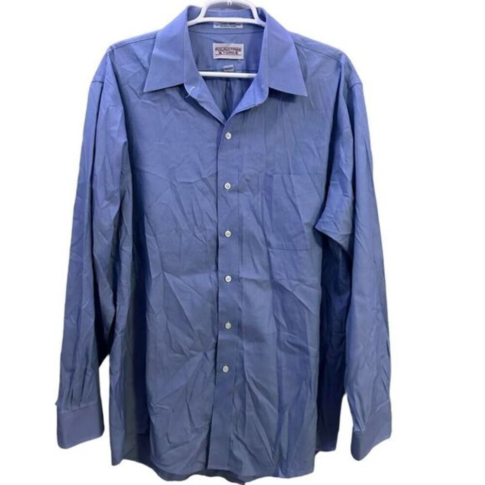 Roundtree & Yorke Button Down Shirt Mens 17 35 Blue Long Sleeve‎ Pima Blend